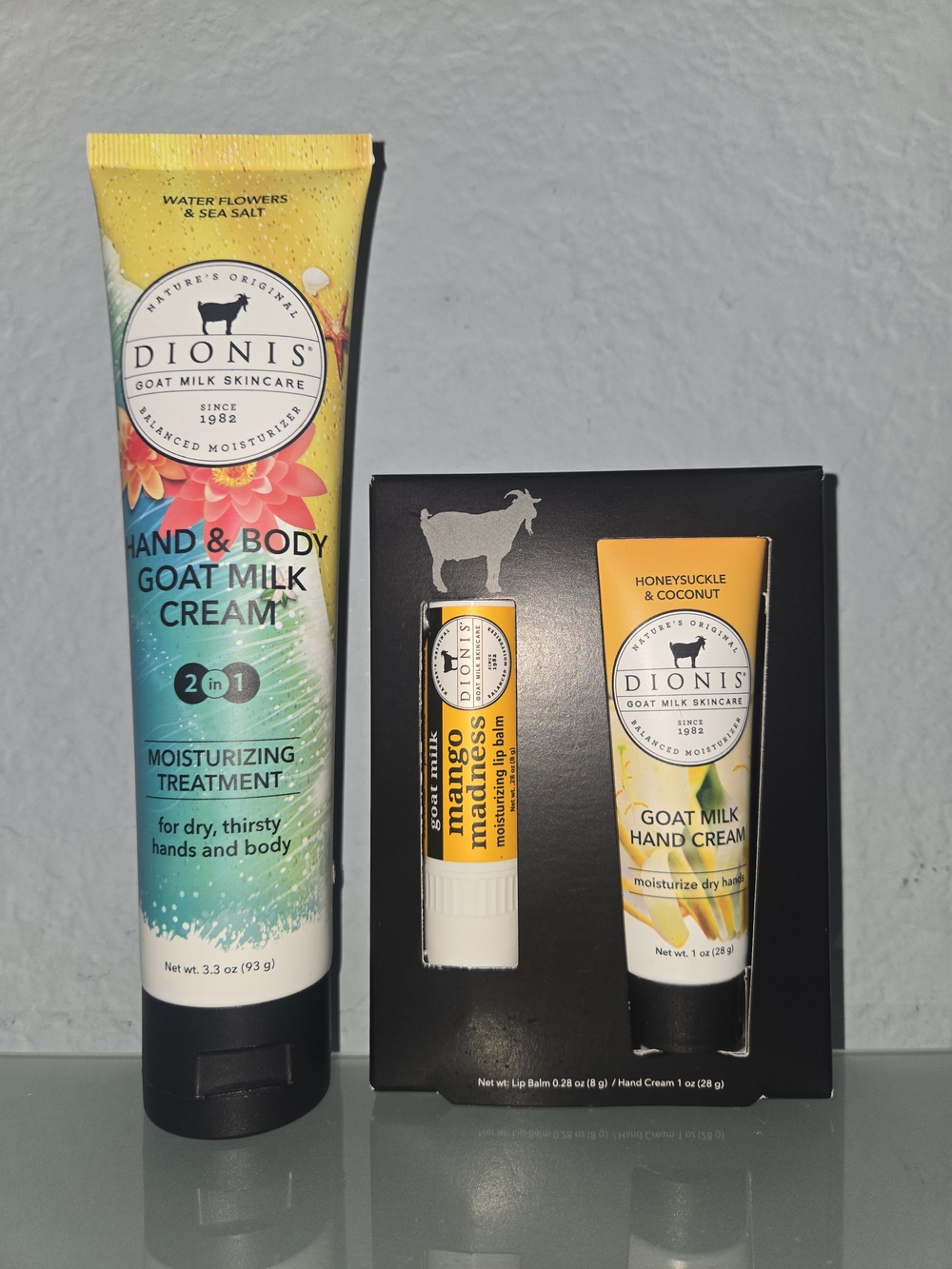 Dionis Goat Milk Hand & Body Cream Set - Yellow & Teal